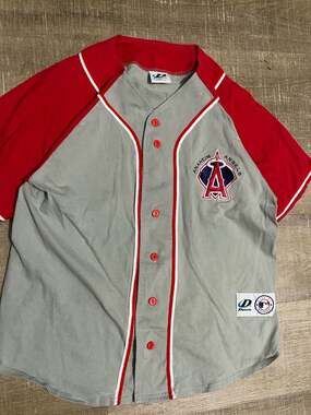 Vintage Anaheim Angels Dynasty Series MLB Button-Up Baseball Jersey Size Medium
